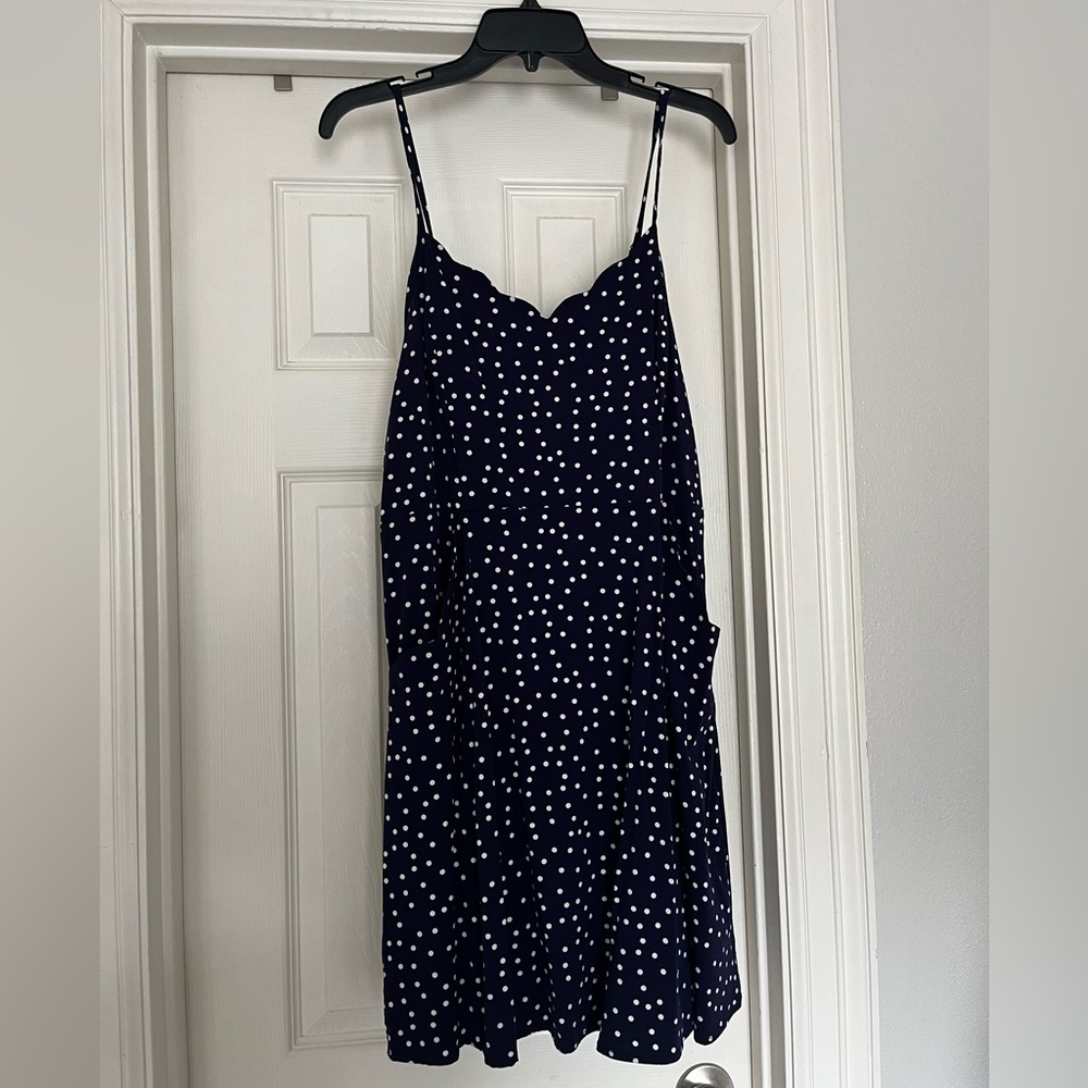 Navy and polka dot summer dress